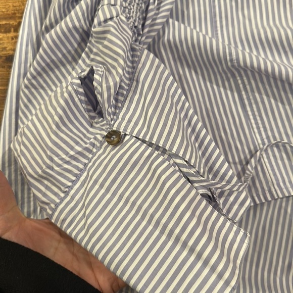 Free People It's A Cinch Button Down Striped Shirt White Blue Medium - Picture 7 of 12